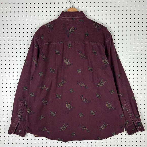 Woolrich Flannel Hunting Long Sleeve Shirt Size XL Maroon Deer Bird Hunting Men - Picture 4 of 7